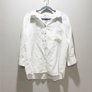 Chico's White Button-Down Linen Breezy Lagenlook Shirt Beach Relaxed Size 16/18